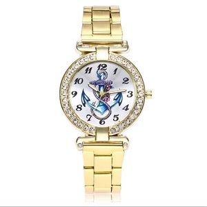 Gold Casual Anchor Face Metal Band Watch